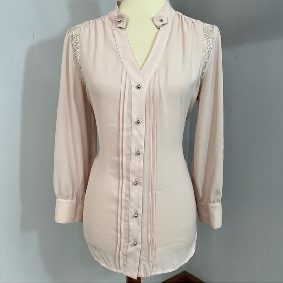 Anthropologie Moulinette Soeurs Coquette Lace Blouse Pink Top Girly Career Date - Picture 5 of 15